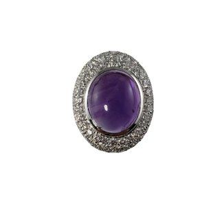 Trio 18 Karat Yellow Gold Amethyst and Diamond Ring Size 7.5 #10734